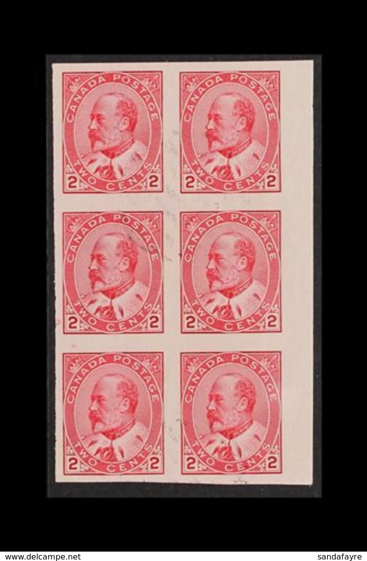 1903-12 2c Pale Rose-carmine IMPERF, SG 177a, Very Fine Used Marginal BLOCK Of 6, Fresh. (6 Stamps) For More Images, Ple - Autres & Non Classés