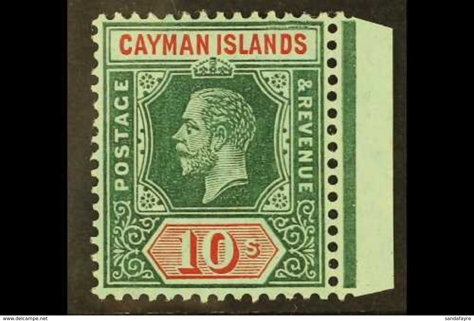 1912-20 10s Deep Green And Red / White Back, SG 52b, Never Hinged Mint. For More Images, Please Visit Http://www.sandafa - Iles Caïmans