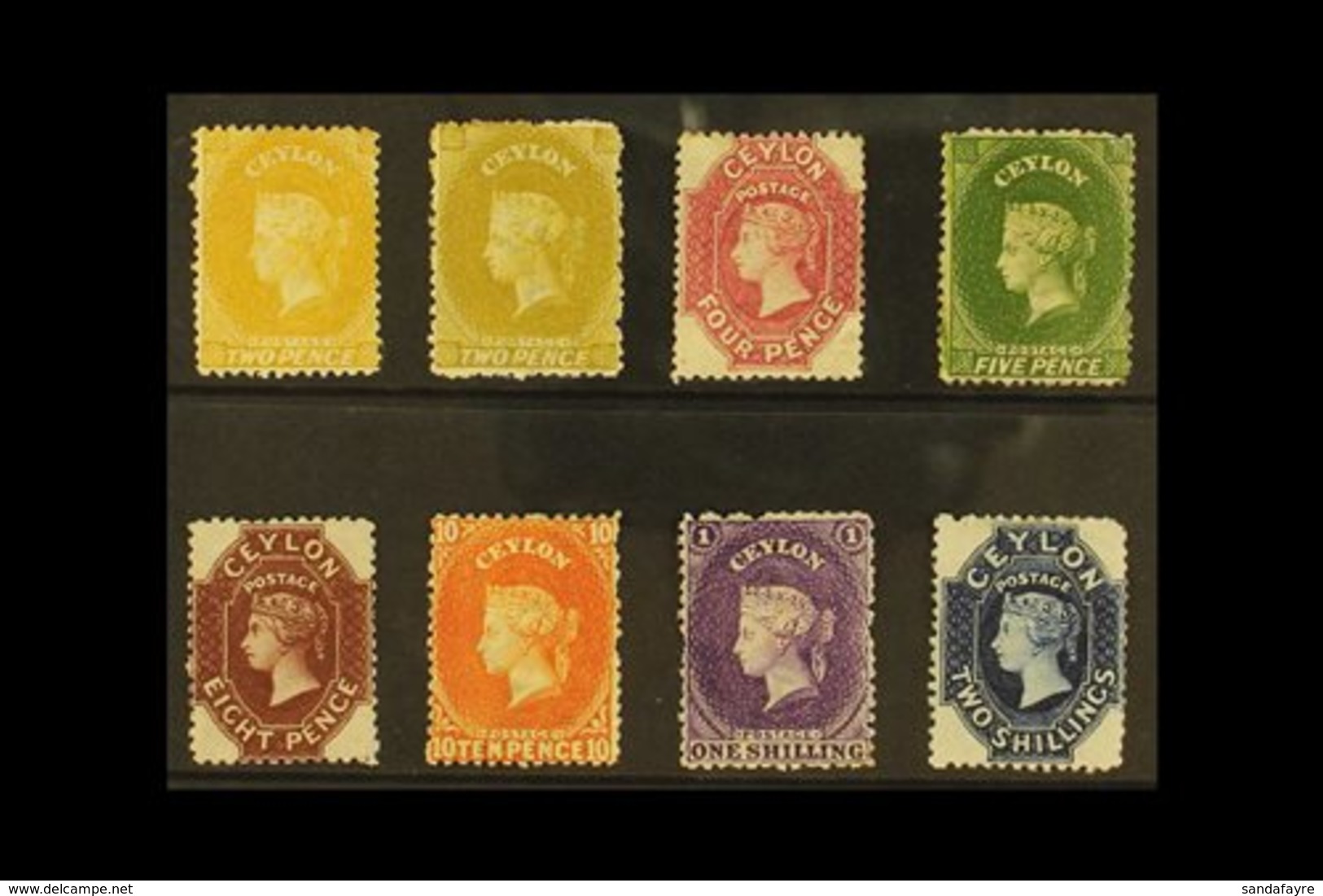 1867-70 ATTRACTIVE ALL DIFFERENT GROUP Includes 2d Two Shades, 4d Rose-carmine, And 5d Bronze-green (these All Mint), 8d - Ceylon (...-1947)