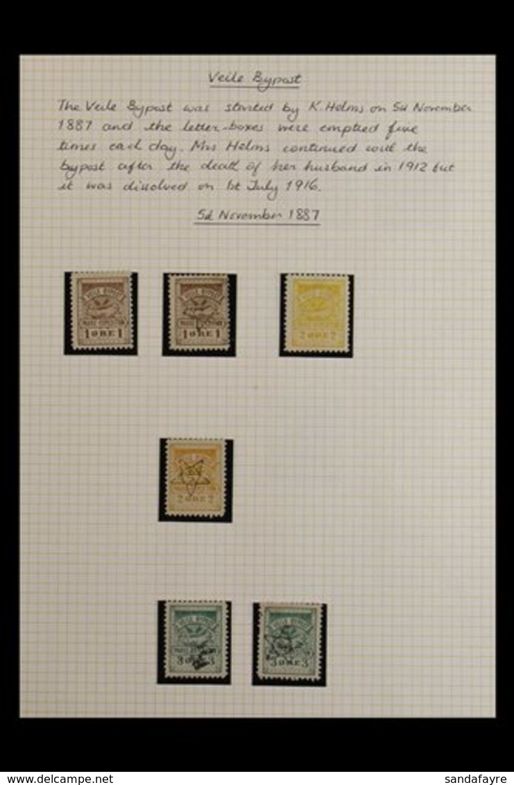 BYPOSTS LOCAL STAMPS 1885-1889 INTERESTING COLLECTION Nicely Written Up On Leaves With Mint & Used Stamps Including AARH - Sonstige & Ohne Zuordnung
