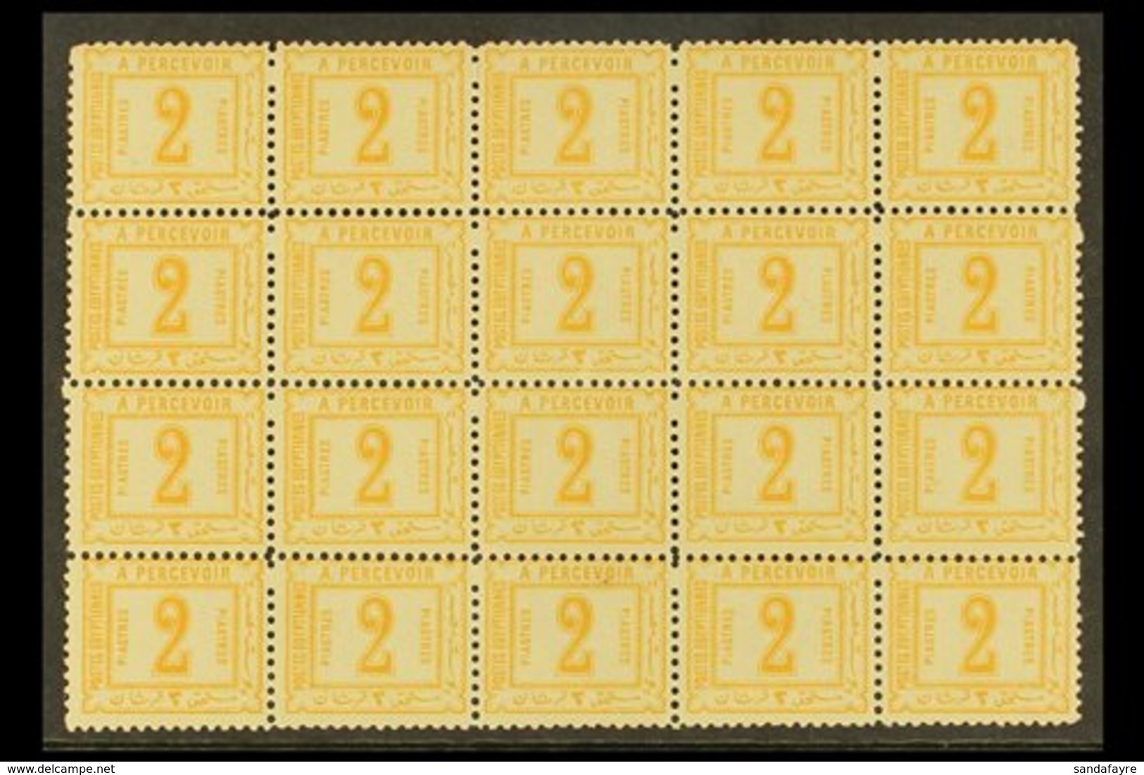 POSTAGE DUE 1888 2p Orange, Perf 11½, No Watermark, As SG D69, A Never Hinged Mint Block Of Twenty FORGERIES. (20 Forger - Altri & Non Classificati