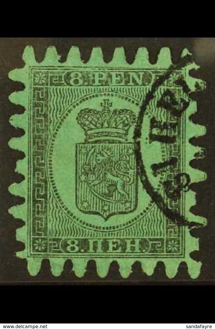 1866-67 8p Black On Blue-green Roul Type Iii (SG 46, Michel 6 Cx), Fine Used, Good Rouletting With Several Short Teeth,  - Altri & Non Classificati