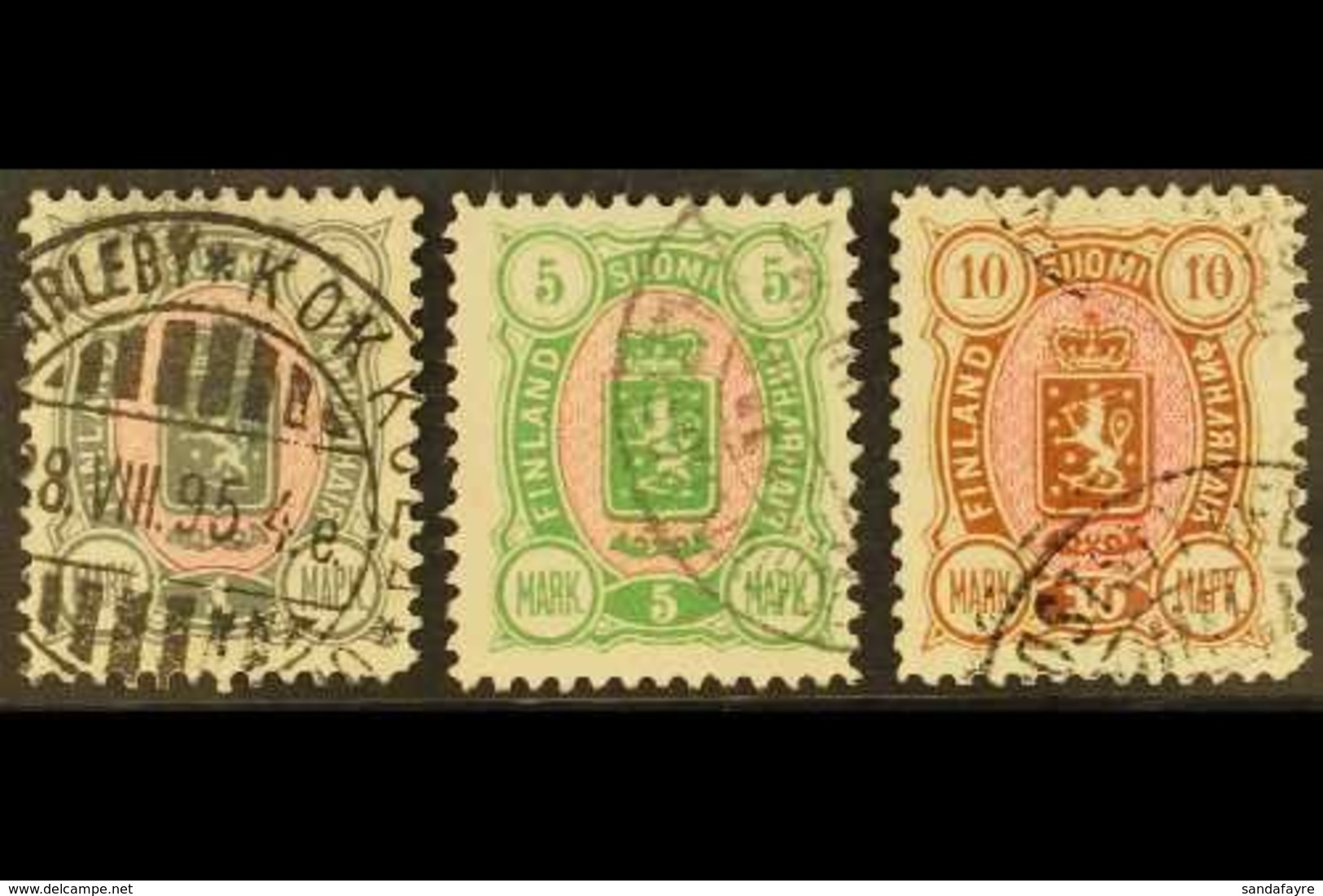 1889-95 1m, 5m & 10m Top Values (Michel 32/34, SG 118-23), Very Fine Used, Fresh. (3 Stamps) For More Images, Please Vis - Other & Unclassified