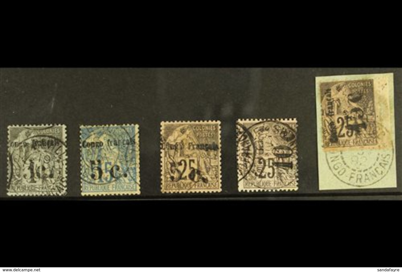 CONGO 1891-92 SURCHARGES An All Different Used Group Of "Congo Francaise" Overprints With 5c On 1c, 5c On 15c, And 5c On - Otros & Sin Clasificación