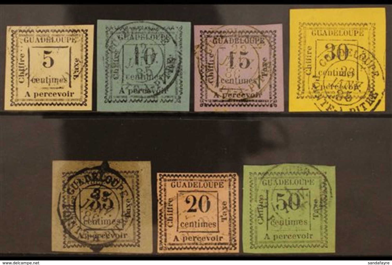 GUADELOUPE POSTAGE DUES 1884 Set Complete, Yv 6-12, Fine To Very Fine Used. (7 Stamps) For More Images, Please Visit Htt - Other & Unclassified