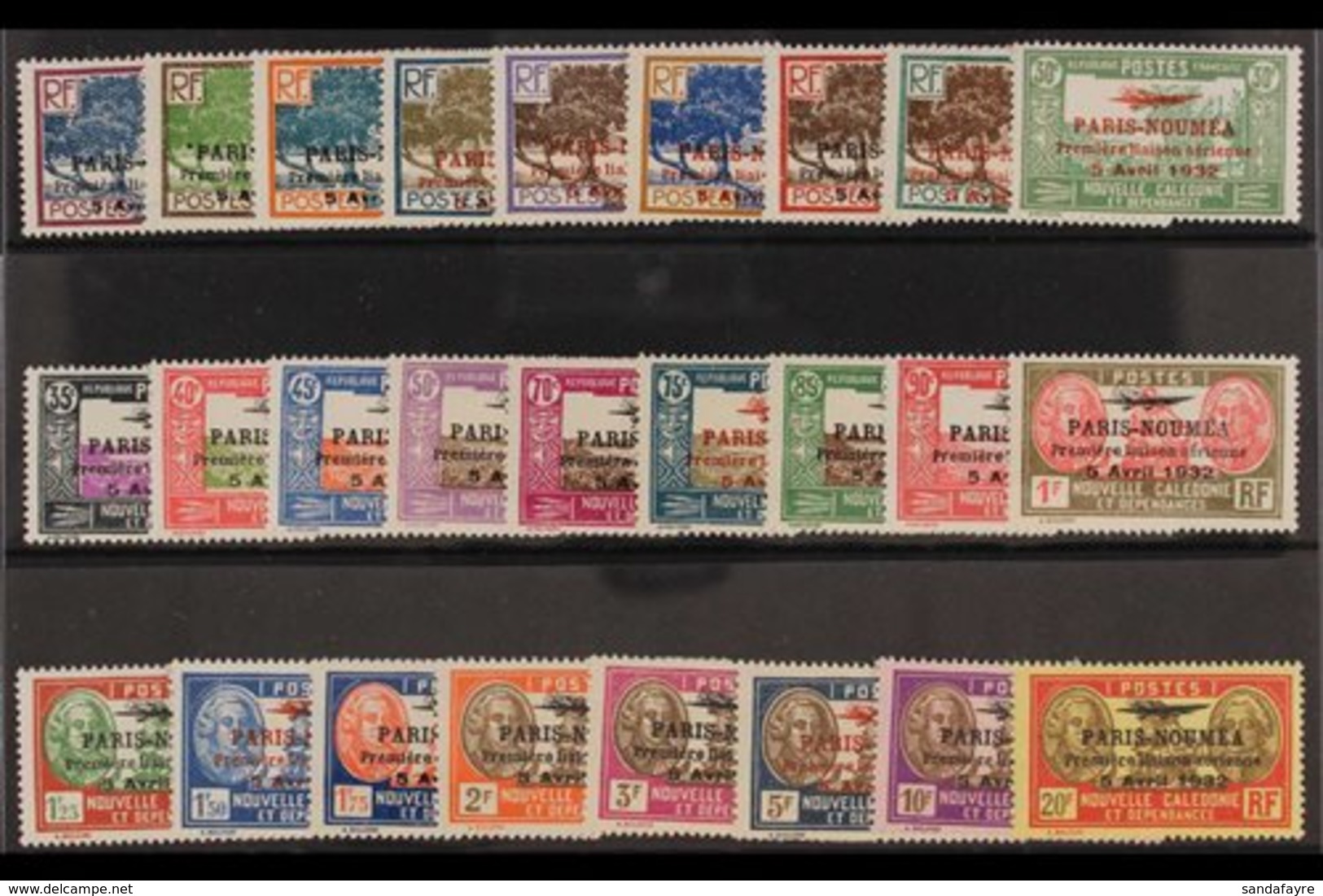 NEW CALEDONIA 1933 First Anniv Of Paris - Noumea Flight Overprints Complete Set (Yvert 3/28, SG 185/210), Very Fine Ligh - Andere & Zonder Classificatie