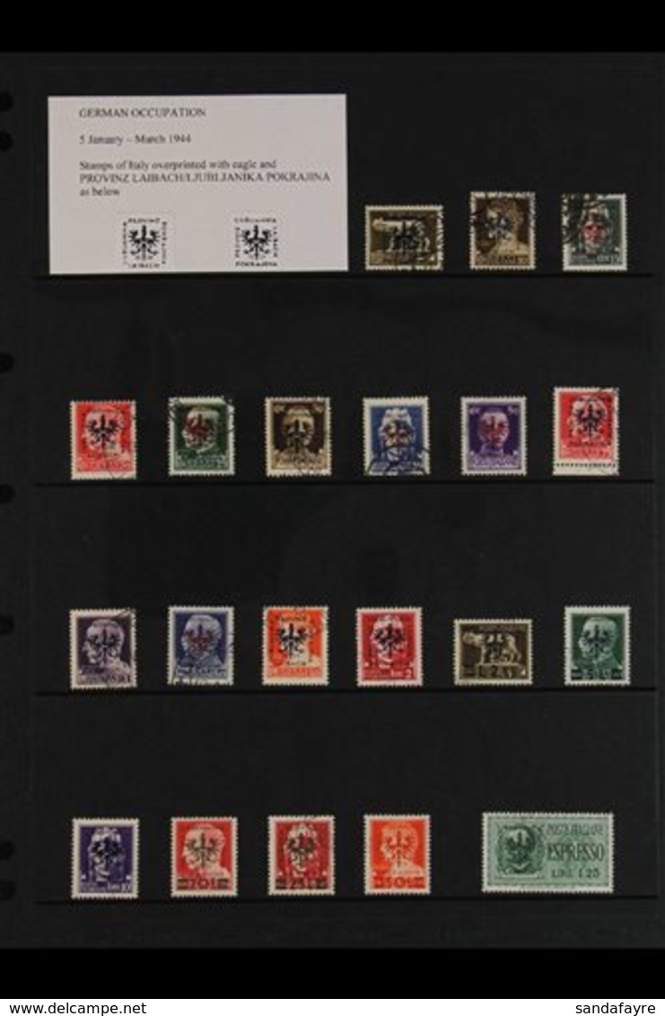 1943-1945 OCCUPATION OF LAIBACH (LJUBLJANA) VERY FINE USED All Different Collection. With A COMPLETE BASIC RUN Of Postag - Otros & Sin Clasificación