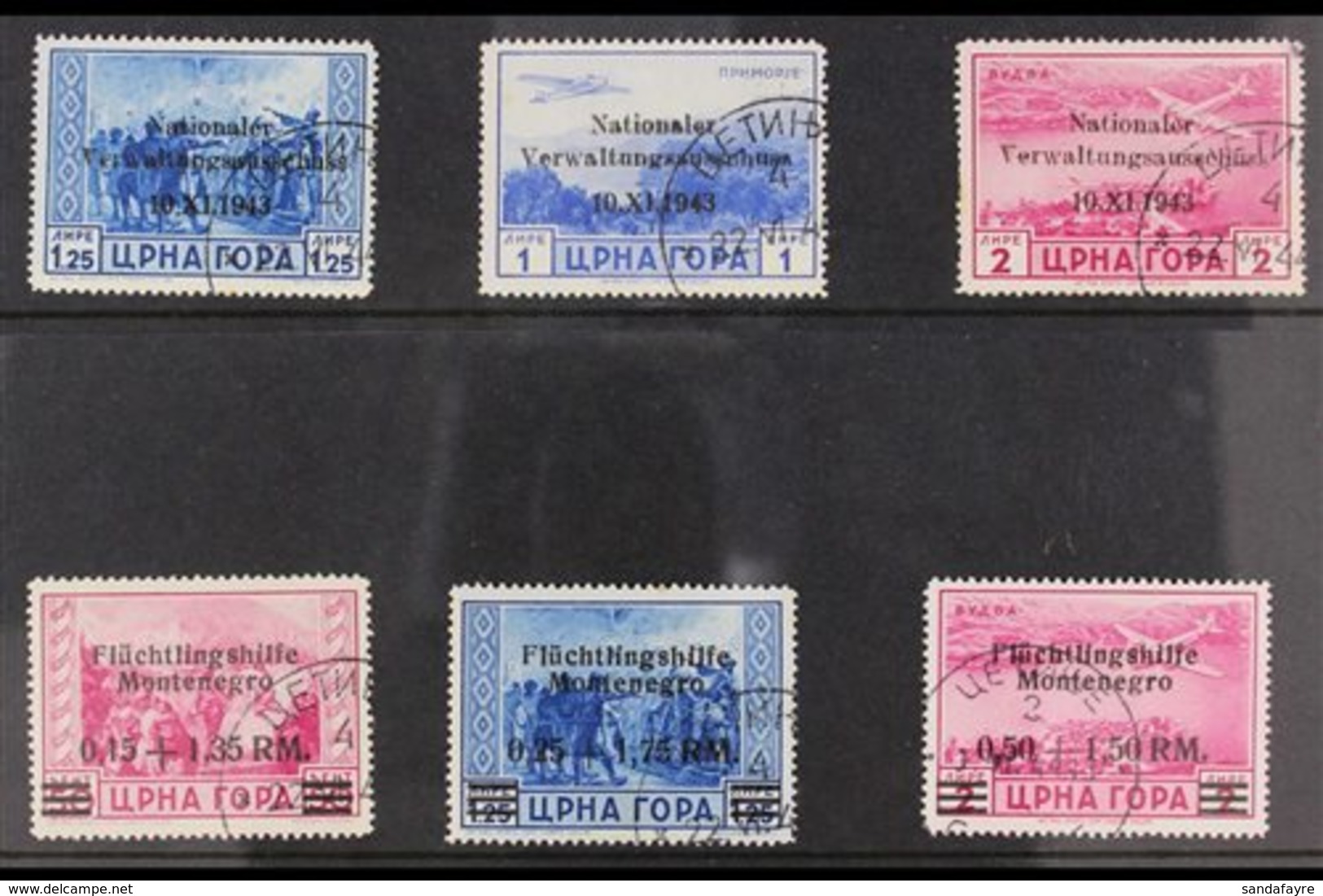 1943-44 OCCUPATION OF MONTENEGRO Fine CTO Used Selection Comprising 1943 (9 Dec) Postage 1.25L Plus Air 1L And 2L (Mi 12 - Autres & Non Classés