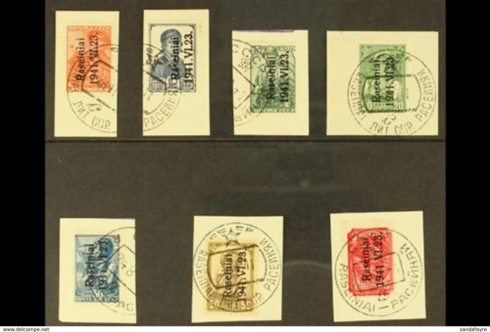 RASEINIAI (ROSSINGEN) 1941 Complete Set Of The Small Format Stamps With Type I Overprint, Michel 1 I / 7 I, Very Fine Us - Other & Unclassified
