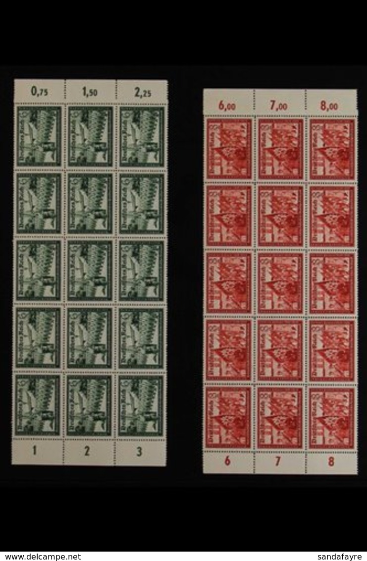 1941 Postal Employees' Fund Complete Set (Michel 773/78, SG 761/66), Never Hinged Mint Marginal BLOCKS Of 15 (5x3), Very - Other & Unclassified