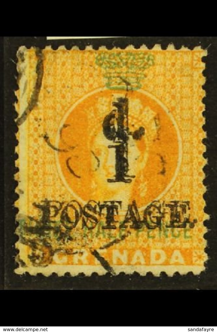 1886 1d On 1½d Orange, Variety "surcharge Double", SG 37b, Very Fine Used. RPS Cert. For More Images, Please Visit Http: - Grenada (...-1974)