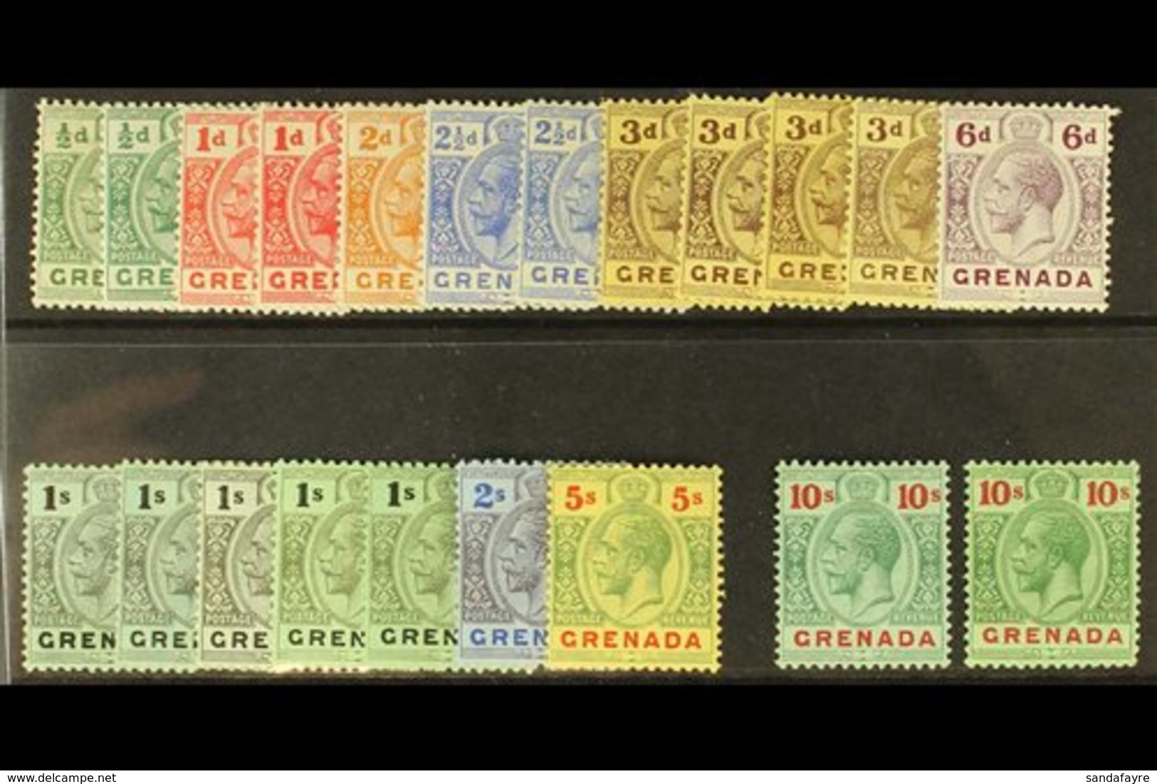 1913-22 Complete Set, SG 89/101, Plus Additional Shades To 10s, Fine Mint. (21 Stamps) For More Images, Please Visit Htt - Grenada (...-1974)