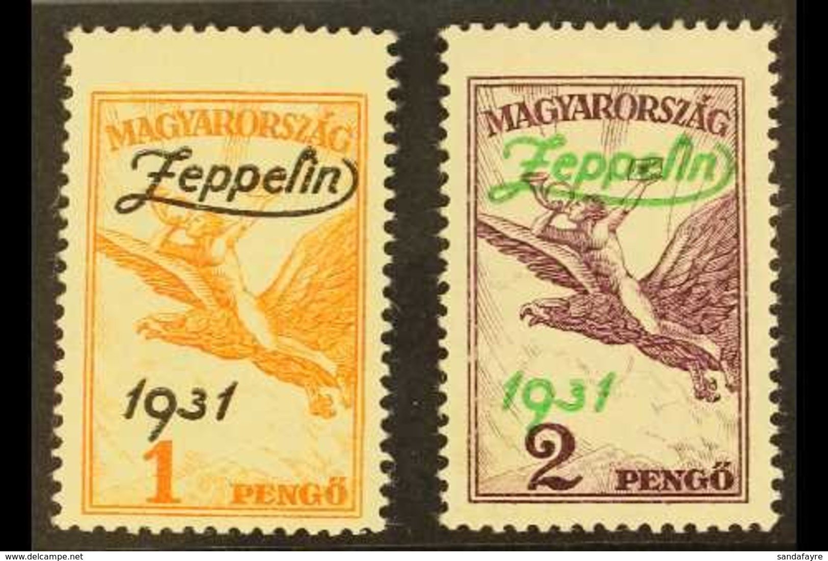 1931 "Graf Zeppelin" Flight To Hungary Opt'd Set, Mi 478/79, SG 529/30, Fine Mint (2 Stamps) For More Images, Please Vis - Otros & Sin Clasificación