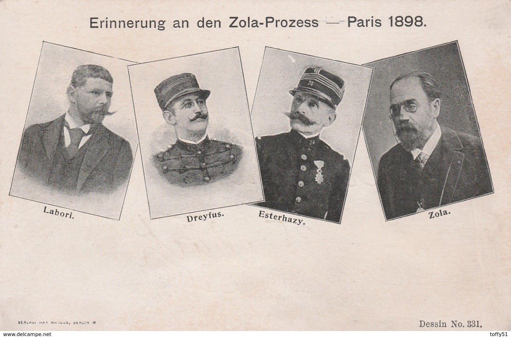 CPA:AFFAIRE DREYFUS PROCÈS PORTRAIT "LABORI,DREYFUS,ESTERHAZY,ZOLA" ERINNERUNG AN DEN ZOLA PROZESS PARIS 1898..ÉCRITE - Evènements