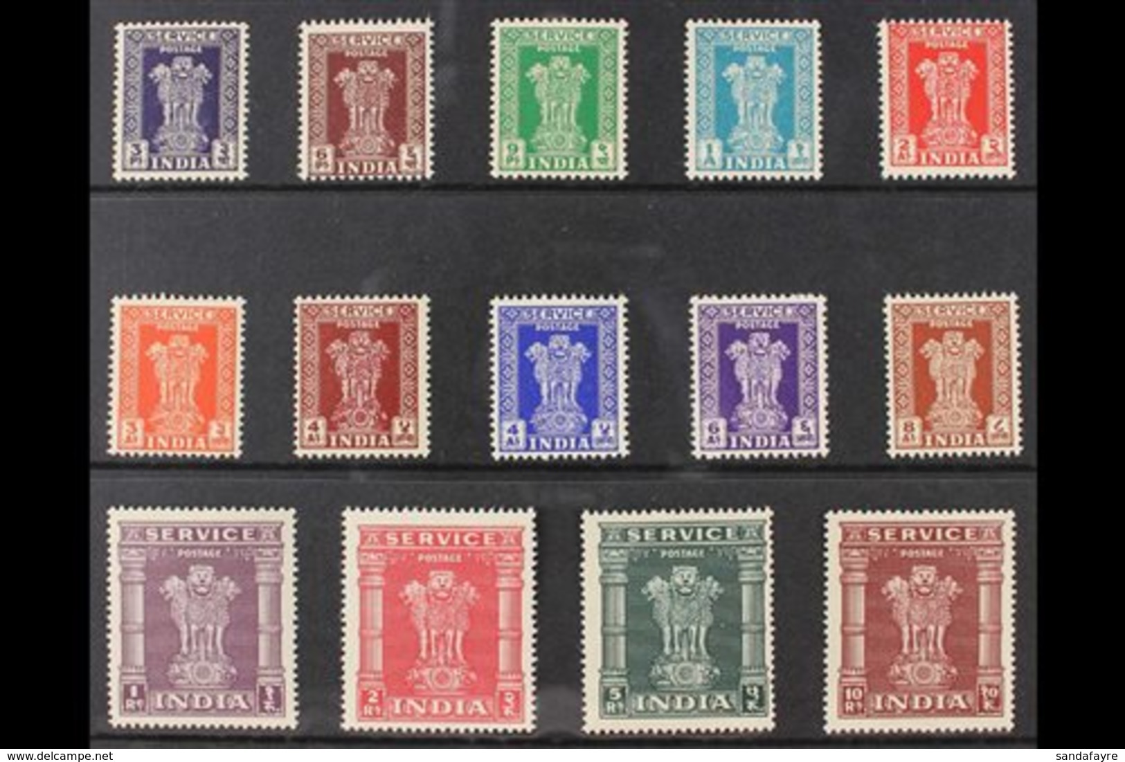 OFFICIALS 1950-51 Asokan Capital Complete Set, SG O151/64, Never Hinged Mint, Very Fresh. (14 Stamps) For More Images, P - Other & Unclassified