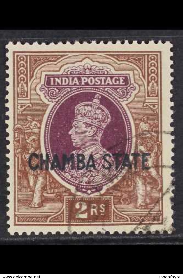 CHAMBA 1938 2r Purple & Brown Overprint, SG 95, Fine Cds Used With "Chamba" Cds Cancel, Very Fresh & Scarce. For More Im - Altri & Non Classificati