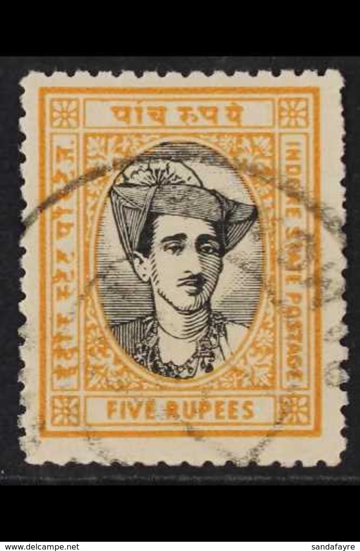 INDORE 1940-46 5r Black & Yellow-orange, SG 43, Used With Cds Cancel, A Few Shortish Perfs, Fresh. For More Images, Plea - Autres & Non Classés