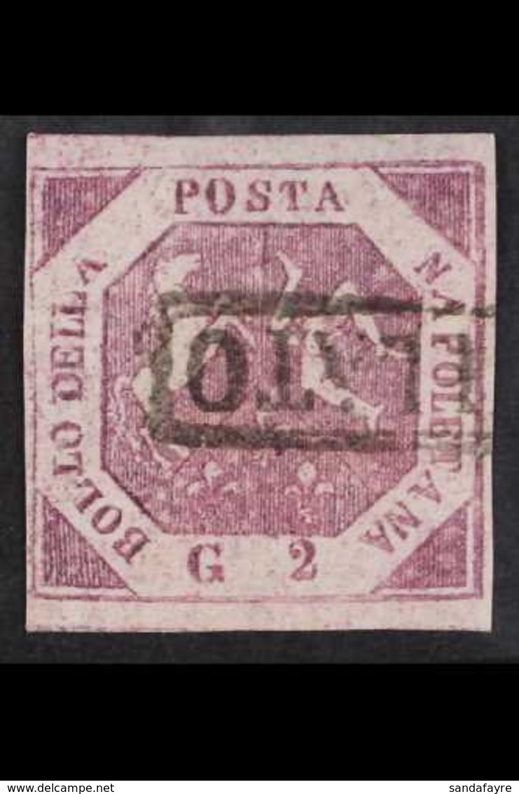 NAPLES 1859 - 61 2g Violet Lilac, Type I, POSTAL FORGERY, Sass F1a, Very Fine Used. Signed E. Diena. For More Images, Pl - Non Classificati