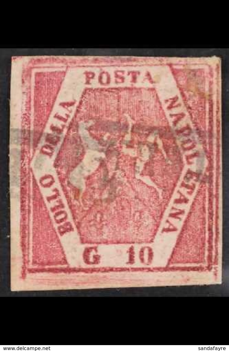 NAPLES 1859 - 61 10gr Lilac Carmine, Type V, POSTAL FORGERY, Sass F7, Very Fine Used. Signed A. Diena. For More Images,  - Sin Clasificación
