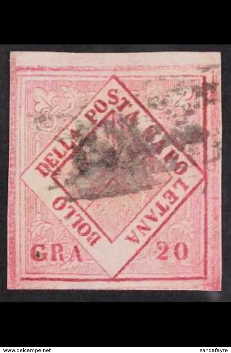 NAPLES 1859 - 61 20gr Carmine, Type II, POSTAL FORGERY, Sass F9, Very Fine Used. Signed Matl. For More Images, Please Vi - Non Classificati