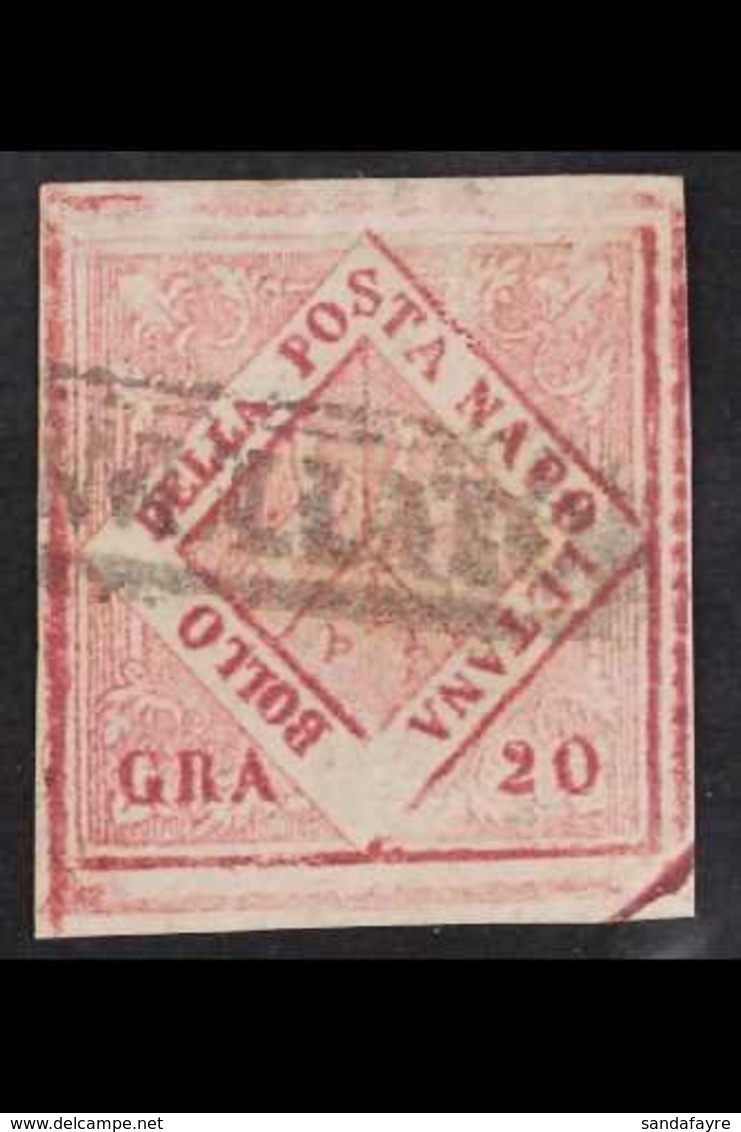 NAPLES 1859 - 61 20gr Carmine, Type VI, POSTAL FORGERY, Sass F13, Very Fine Used. Signed A. Diena. For More Images, Plea - Sin Clasificación