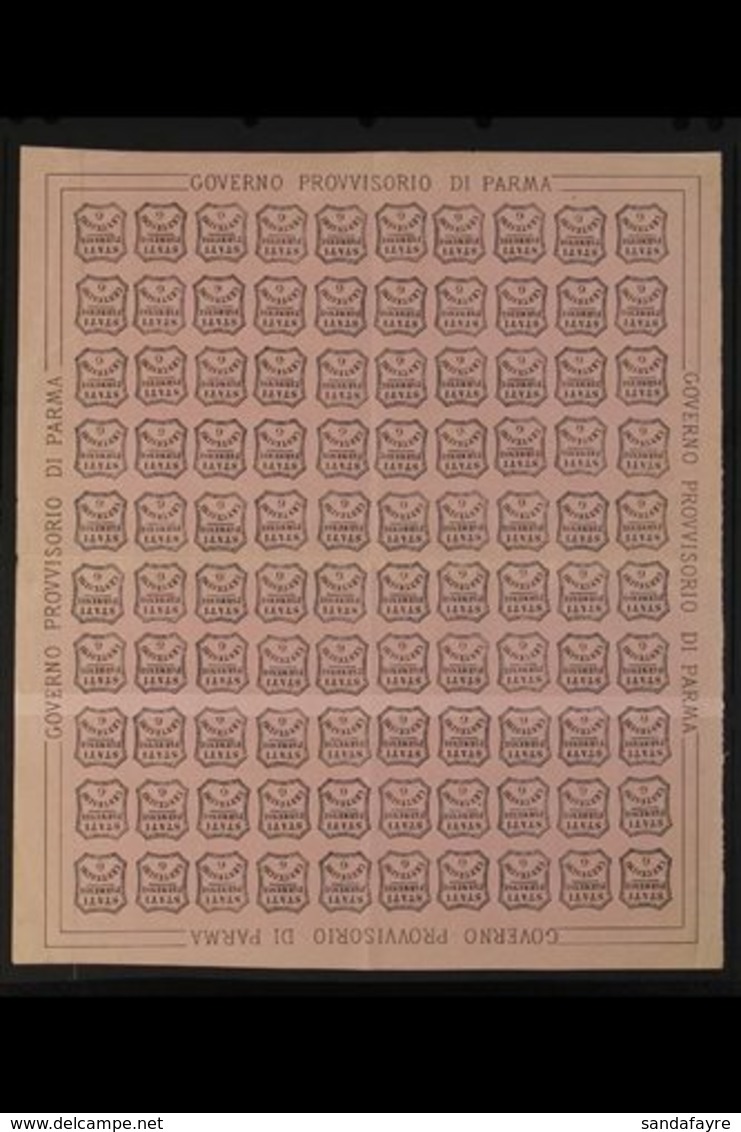 PARMA 1853-57 NEWSPAPER FORGERIES - COMPLETE SHEET Of 100 Of The 6c Rose Pink (as Sass 1) On Gummed Paper. An Attractive - Sin Clasificación