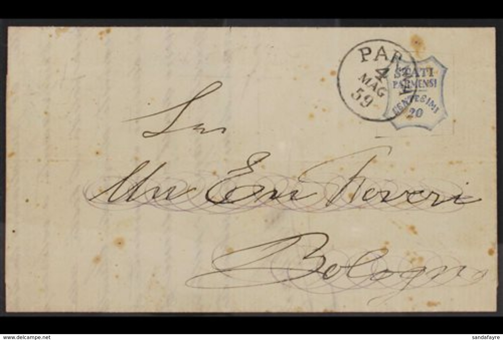 PARMA FORGERIES. 1859 20c Blue (as Sassone 15) Used On Cover. An Interesting Item For More Images, Please Visit Http://w - Zonder Classificatie