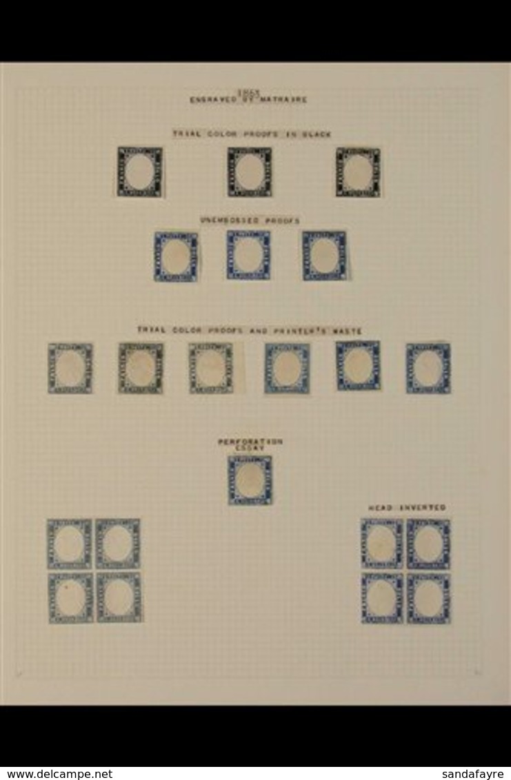 1863 15c Blue With Head Of Victor Emanuel II In Relief, By Matraire, Interesting Collection Of Proofs, Colour Trials And - Non Classificati