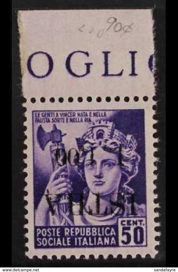 ISTRIA (POLA) 1,50 On 50c Violet (Minerva), Variety "overprint Inverted", Sass 26A, Very Fine Marginal, Never Hinged Min - Unclassified
