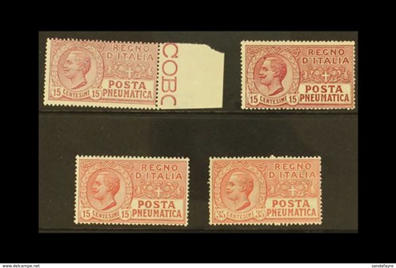PNEUMATIC POST 1927-8 15c In All Three Shades, Plus 35c, Sassone 12/13, 12a, 12b, Never Hinged Mint (4 Stamps). For More - Unclassified