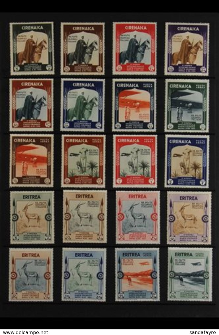 1934 INTERNATIONAL COLONIAL EXHIBITION OMNIBUS Postage And Air Complete Sets Of Twelve Stamps For CYRENAICA, ERITREA, SO - Altri & Non Classificati