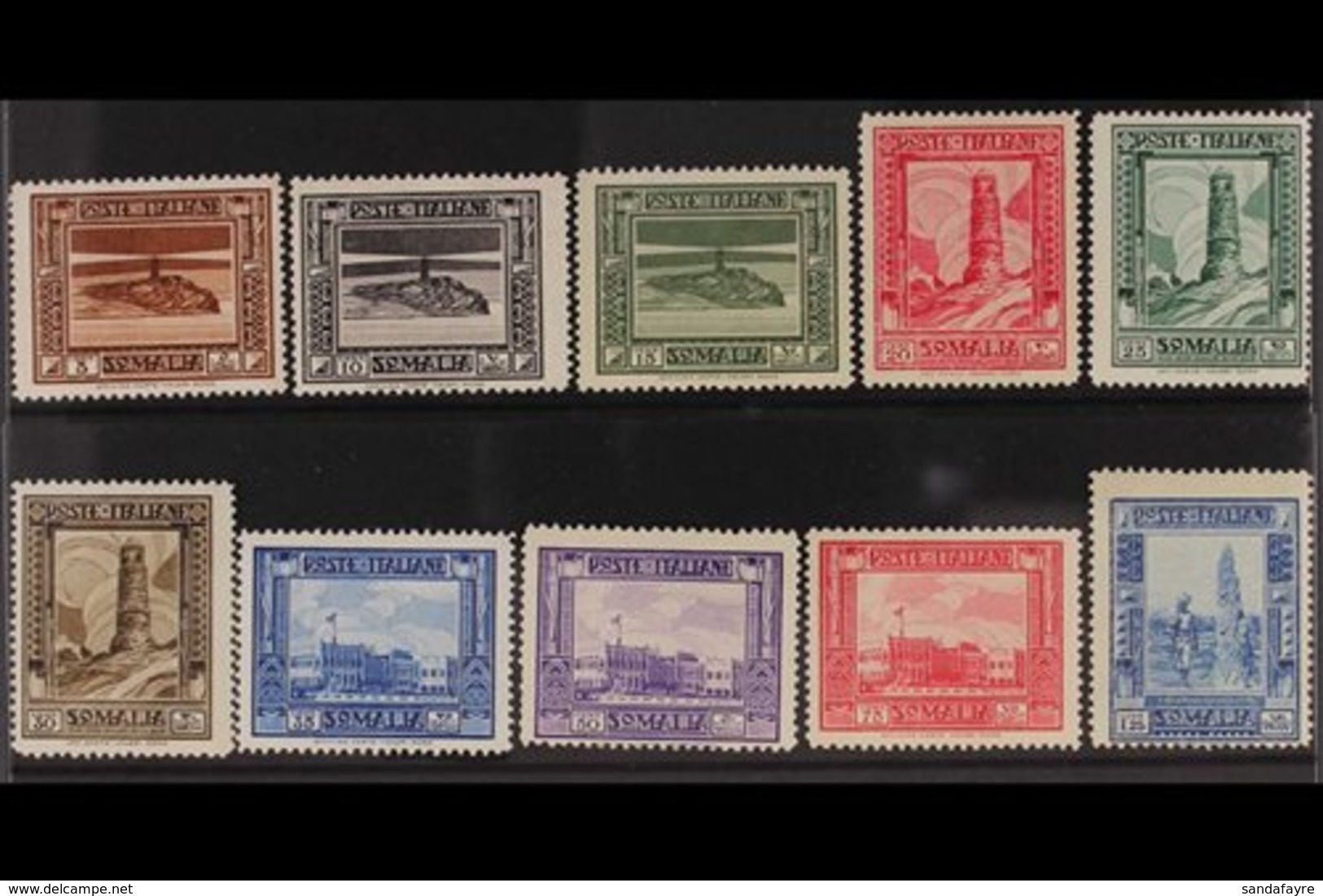 SOMALIA 1935-38 (perf 14) Pictorial Definitive Set To 1L25 (Sass 213/223), Never Hinged Mint (the 35c Lightly Hinged). S - Other & Unclassified