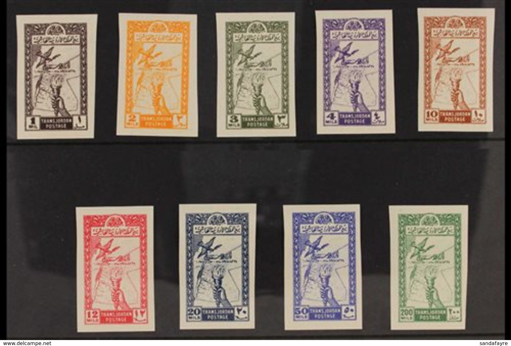 1946 Independence Complete IMPERF Set, Michel 193/201 U (SG 249/57 Var), Very Fine Mint, Fresh. (9) For More Images, Ple - Giordania
