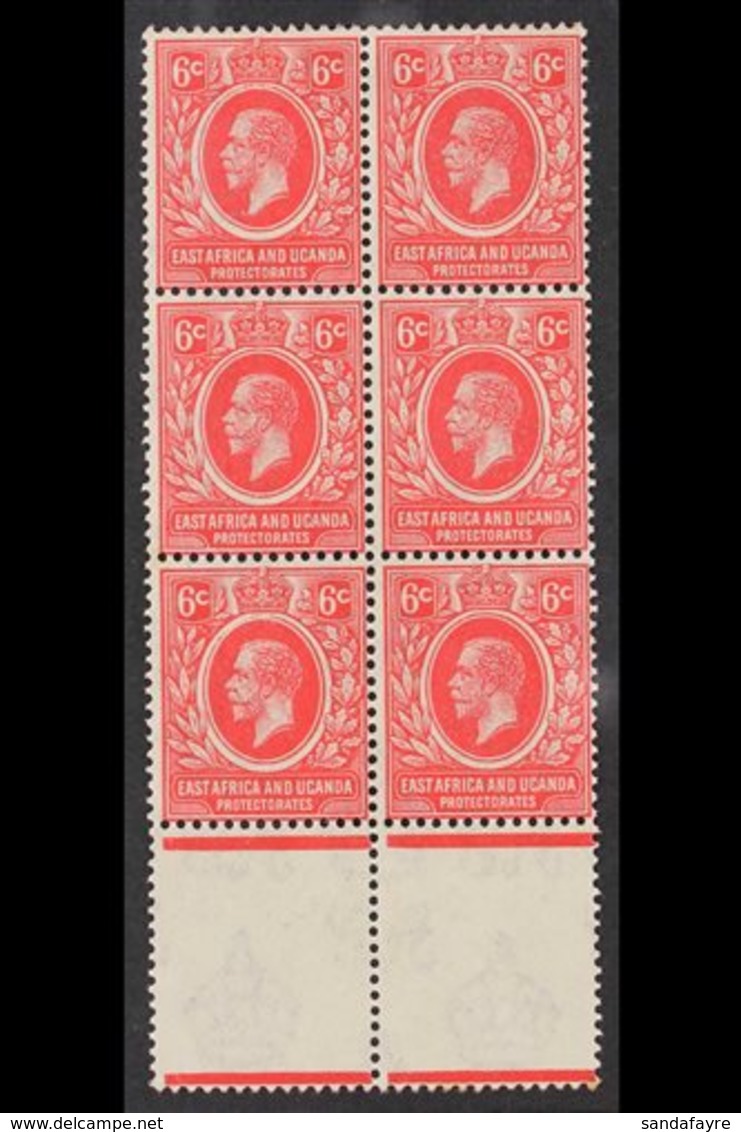 1921 (wmk Mult Script CA) 6c Carmine-red, SG 67, Marginal BLOCK OF SIX Never Hinged Mint. For More Images, Please Visit  - Vide