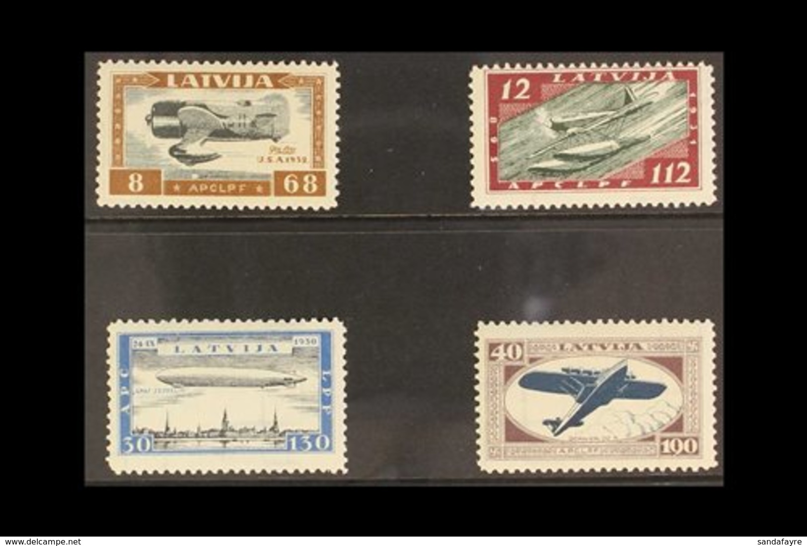 1933 Air Charity "Wounded Latvian Airmen Fund" Perforated Set, SG 243A/46A, Mi 228A/31A, Fine Mint (4 Stamps) For More I - Letonia