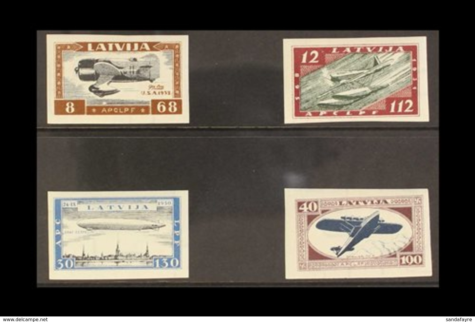 1933 Air Charity "Wounded Latvian Airmen Fund" Imperforate Set, SG 243B/46B, Mi 228B/31B, Fine Mint (4 Stamps) For More  - Letonia