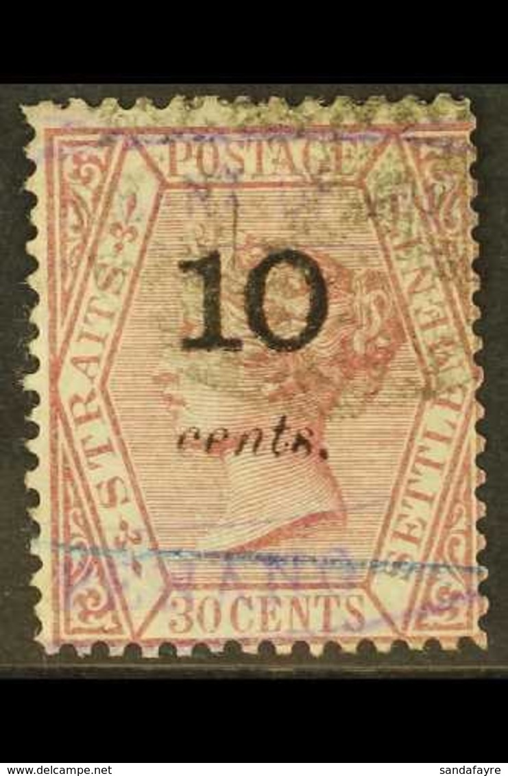 1880 (March) 10 On 30c Claret, SG 23, Nicely Used. For More Images, Please Visit Http://www.sandafayre.com/itemdetails.a - Straits Settlements