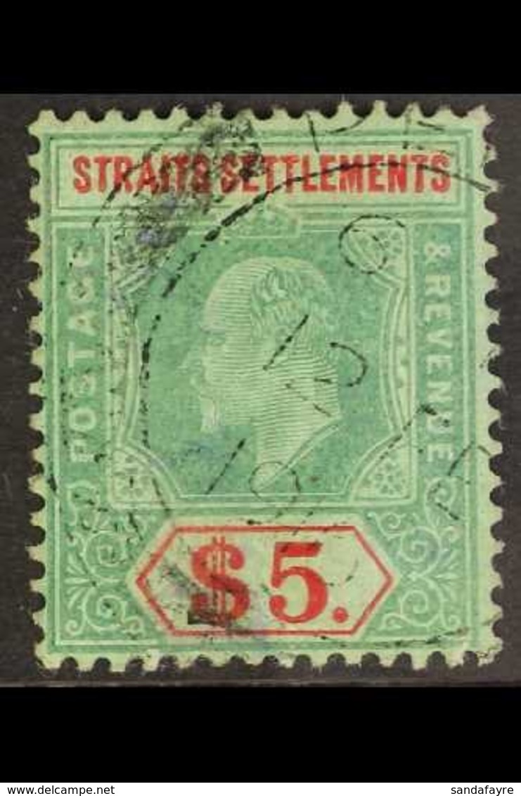 1906-12 $5 Green And Red On Green, SG 167, Neat Penang Cds Used. For More Images, Please Visit Http://www.sandafayre.com - Autres & Non Classés