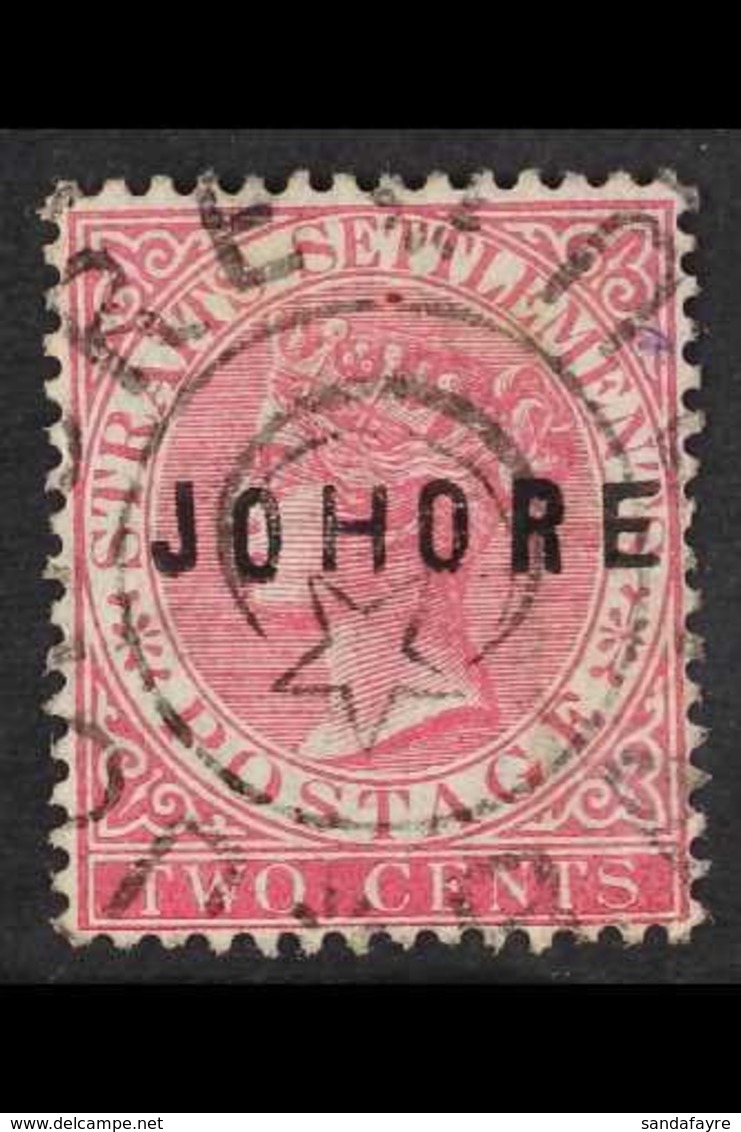 JOHORE 1884 2c Pale Rose Opt Type 3, SG 3, Very Fine Used. For More Images, Please Visit Http://www.sandafayre.com/itemd - Other & Unclassified