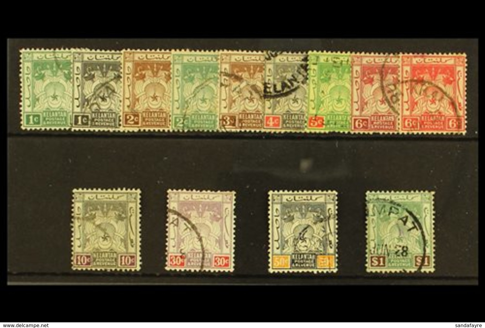 KELANTAN 1921 Arms Set, Wmk Script, SG 14/23, Very Fine Used. (13 Stamps) For More Images, Please Visit Http://www.sanda - Other & Unclassified