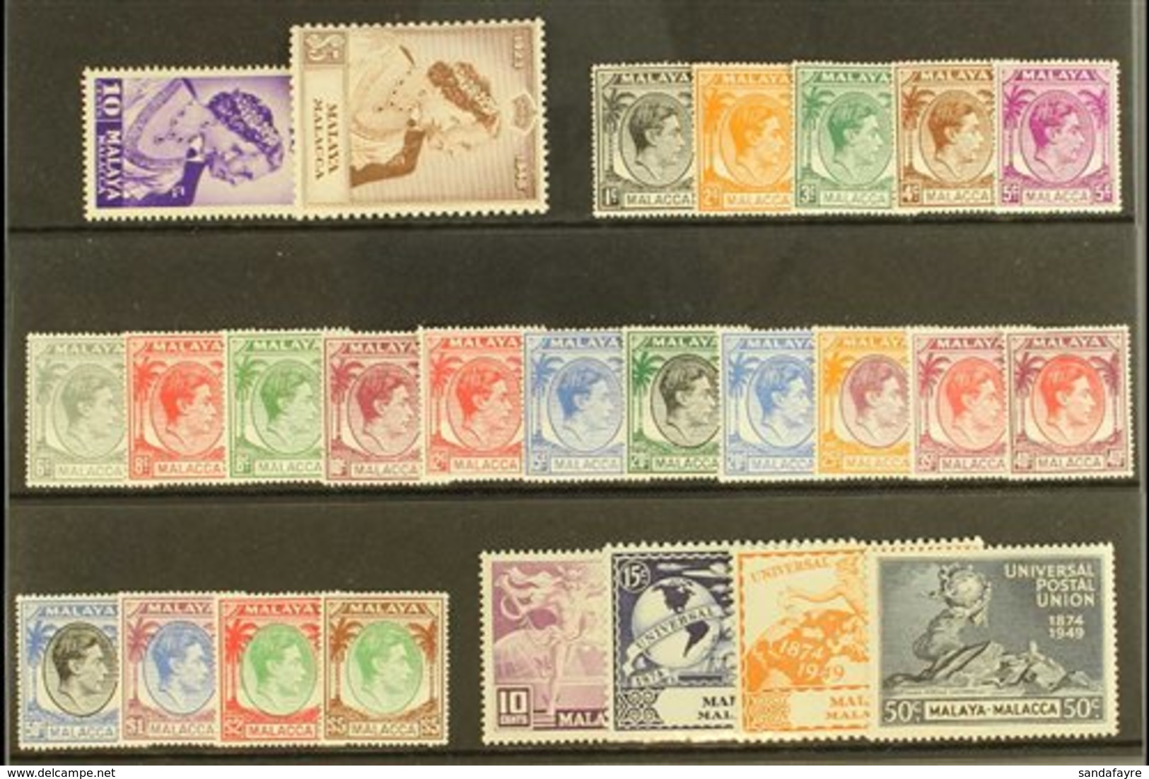 MALACCA 1948-52 KGVI COMPLETE MINT Collection On A Stock Card, SG 1/21, Fine Mint (26 Stamps) For More Images, Please Vi - Andere & Zonder Classificatie