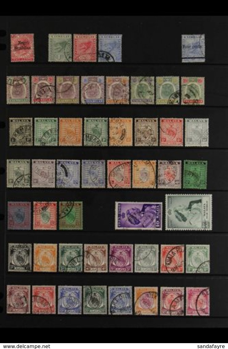 NEGRI SEMBILAN 1891-1961 USED COLLECTION On Stock Pages, All Different, Includes 1891 2c Opt, 1891-94 Tiger Set, 1895-99 - Other & Unclassified