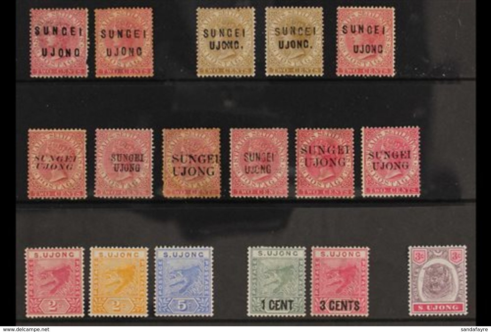 SUNGEI UJONG 1882-1895 MINT GROUP On A Stock Card, All Different, Includes 1882-84 2c (x2, SG 17 & 20), 1883-84 2c Brown - Autres & Non Classés