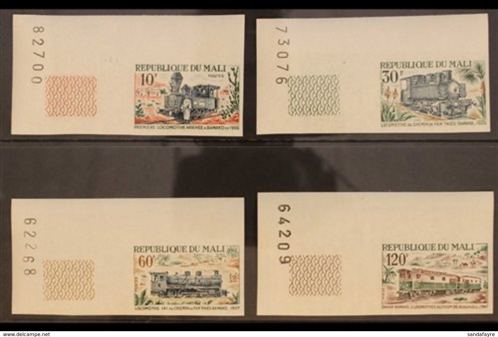1972 Railway Engines Complete Set IMPERF, As Yvert 197/200, Never Hinged Mint Numbered Marginals. (4 Stamps) For More Im - Mali (1959-...)