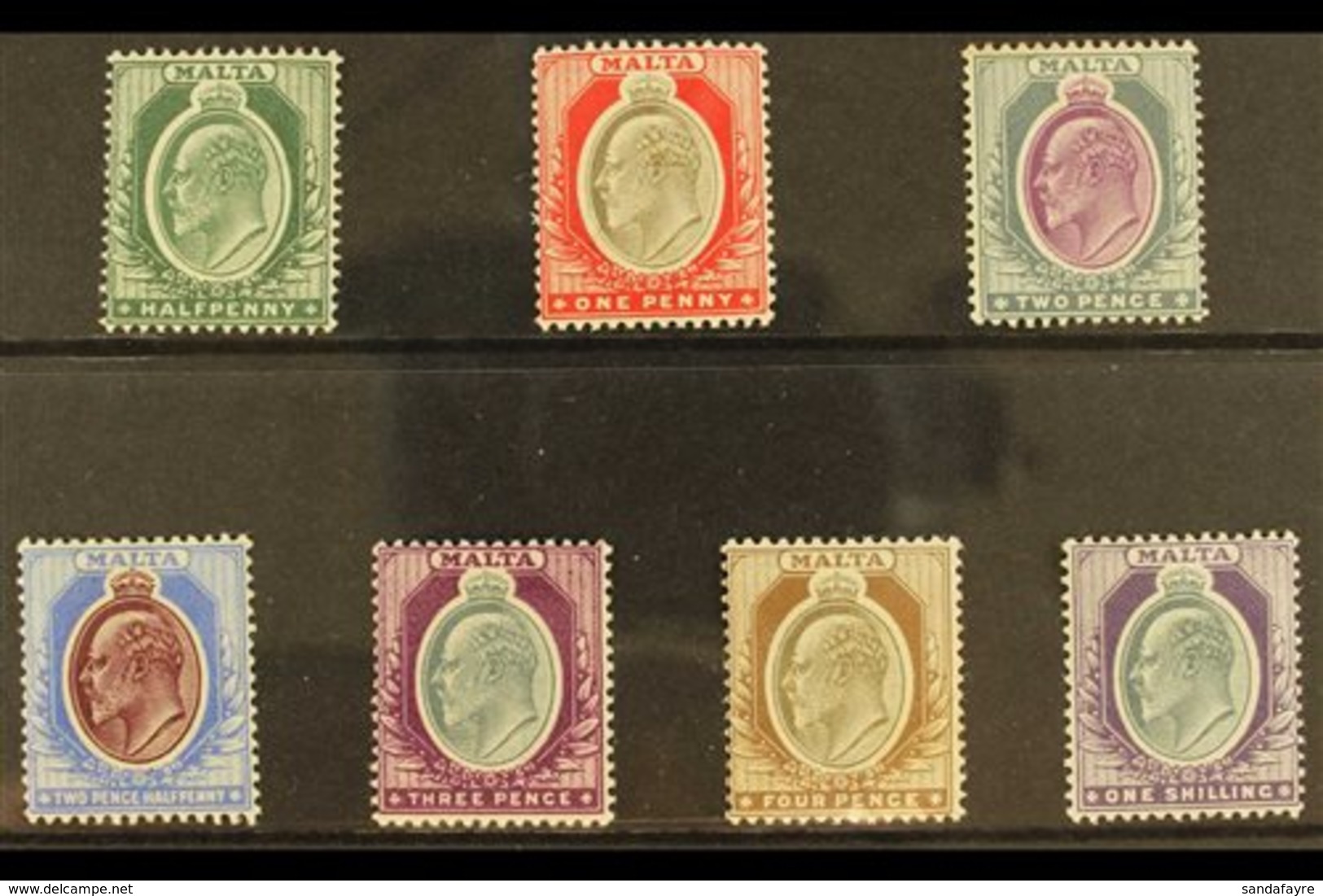 1903-04 CA Wmk Definitive Set, SG 38/44, Fine Mint (7 Stamps) For More Images, Please Visit Http://www.sandafayre.com/it - Malta (...-1964)