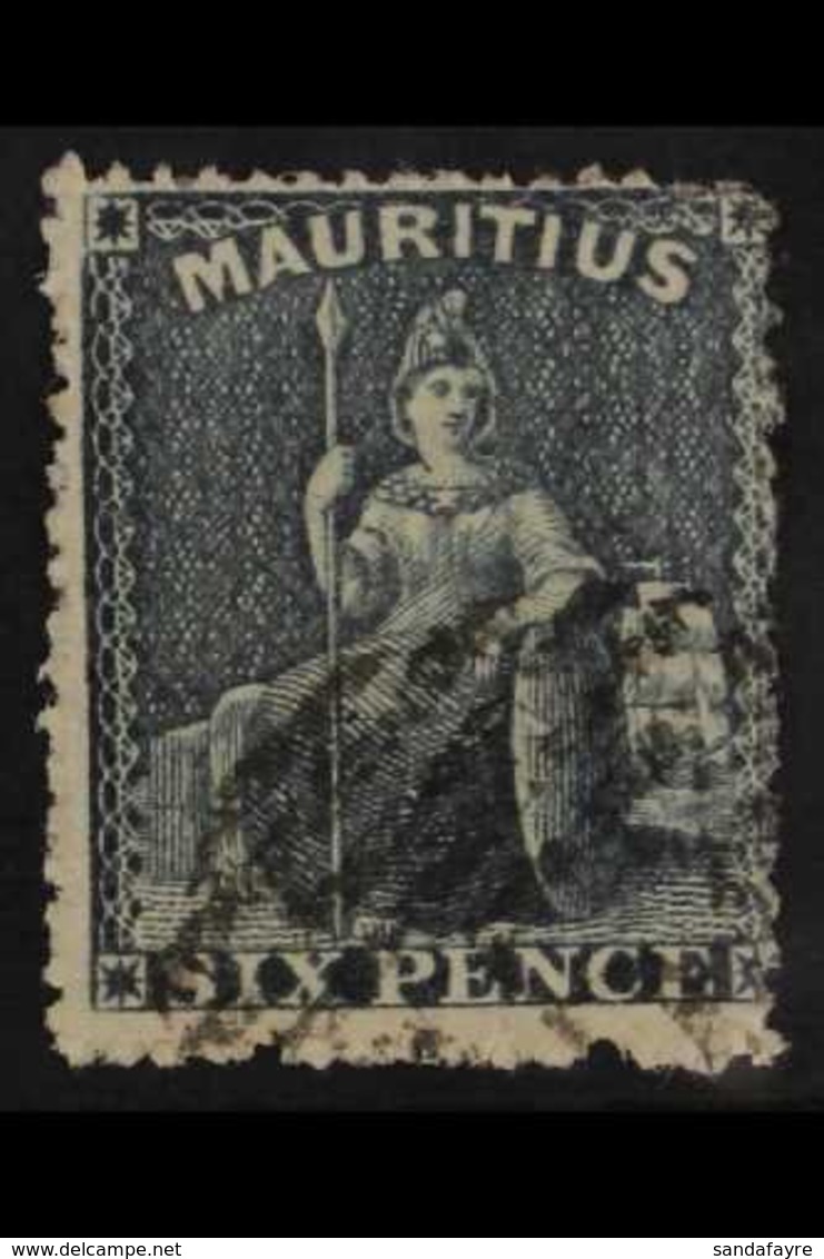 1862 6d Slate "Britannia", Intermediate Perf 14-16, SG 54, Good Used. For More Images, Please Visit Http://www.sandafayr - Mauritius (...-1967)