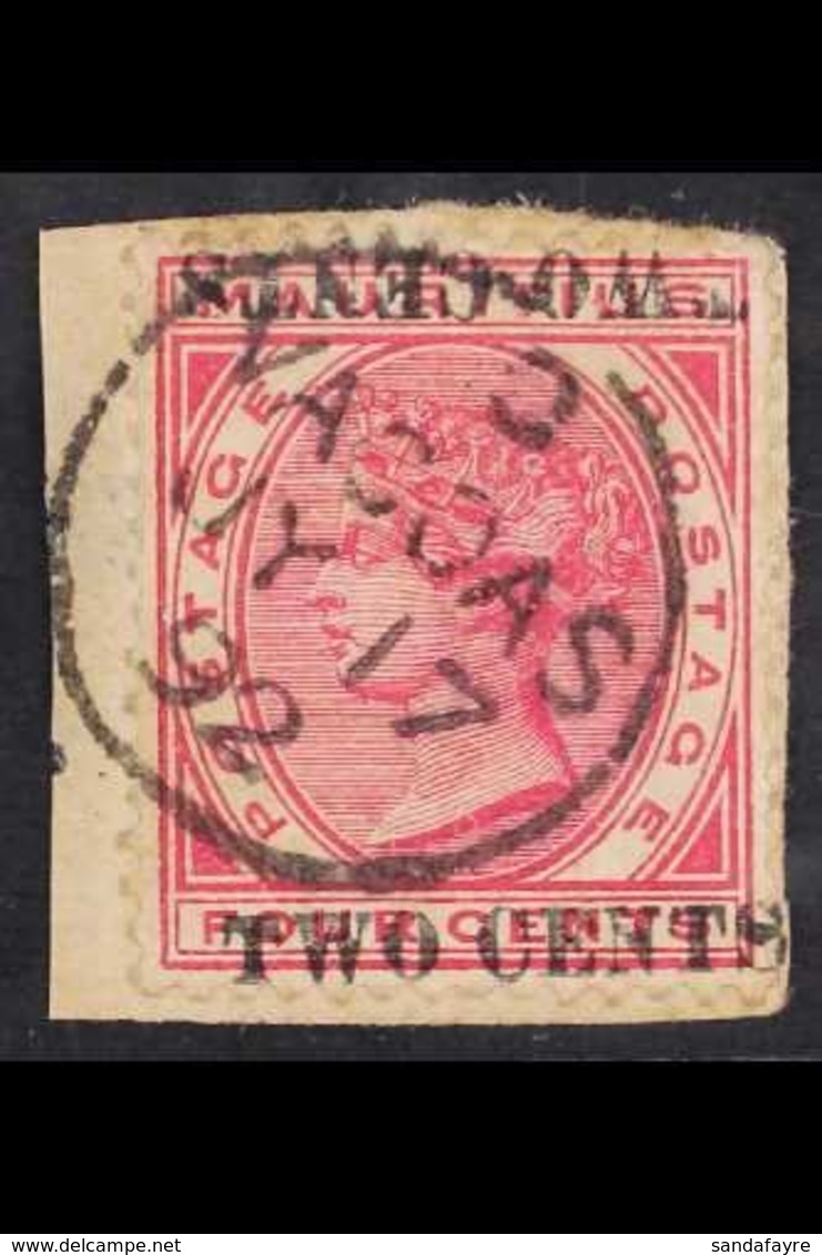 1891 2c On 4c Carmine With SURCHARGE DOUBLE, ONE INVERTED Variety, SG 118c, Very Fine Used On Piece. For More Images, Pl - Mauricio (...-1967)