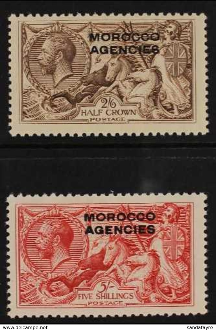 BRITISH CURRENCY 1914-31 Bradbury Wilkinson 2s6d Chocolate-brown And 5s Rose-red, SG 53/54, Very Fine Mint. (2 Stamps) F - Other & Unclassified