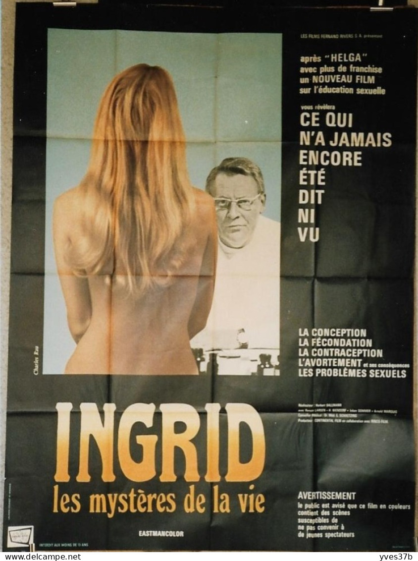 "INGRID Les Mystères De La Vie" R. Larsen...1968 - 120x160 - TTB Erotisme - Manifesti & Poster