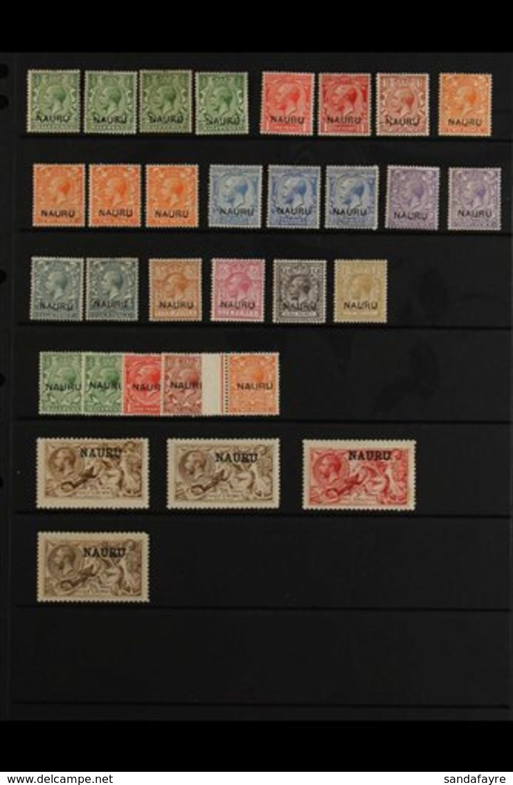 1916 - 23 MINT SELECTION Fresh Mint Selection Including 12½mm Ovpts To 1s With Shades, 13½mm Ovpt Set, Seahorses With 2s - Nauru
